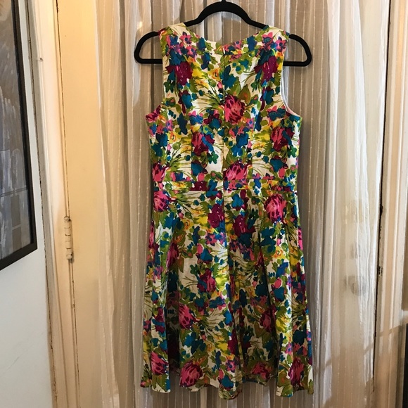 Vintage Floral Print Sleeveless Knee Length A Line Dress - Picture 6 of 7